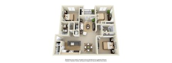 3 Bed, 2 Bath Floor Plan at Enclave at Lake Underhill, Florida