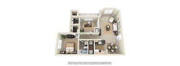 1 Bedroom 1 Bath Floor Plan at Enclave at Lake Underhill, Orlando, FL, 32803