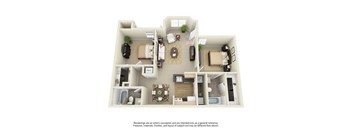 2 Bedroom 2 Bathroom Floor Plan at Enclave at Lake Underhill, Orlando, FL