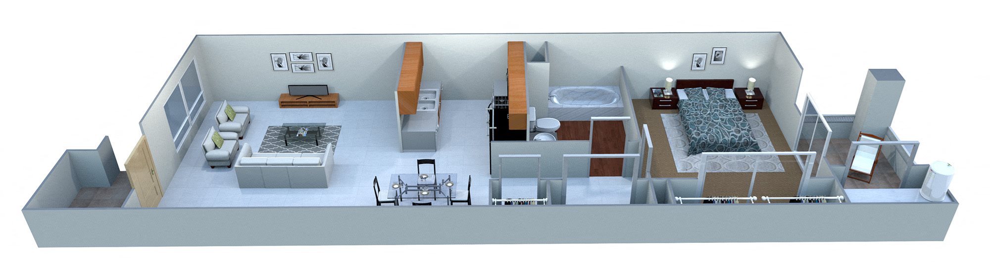 1A One Bedroom Floor Plan 1