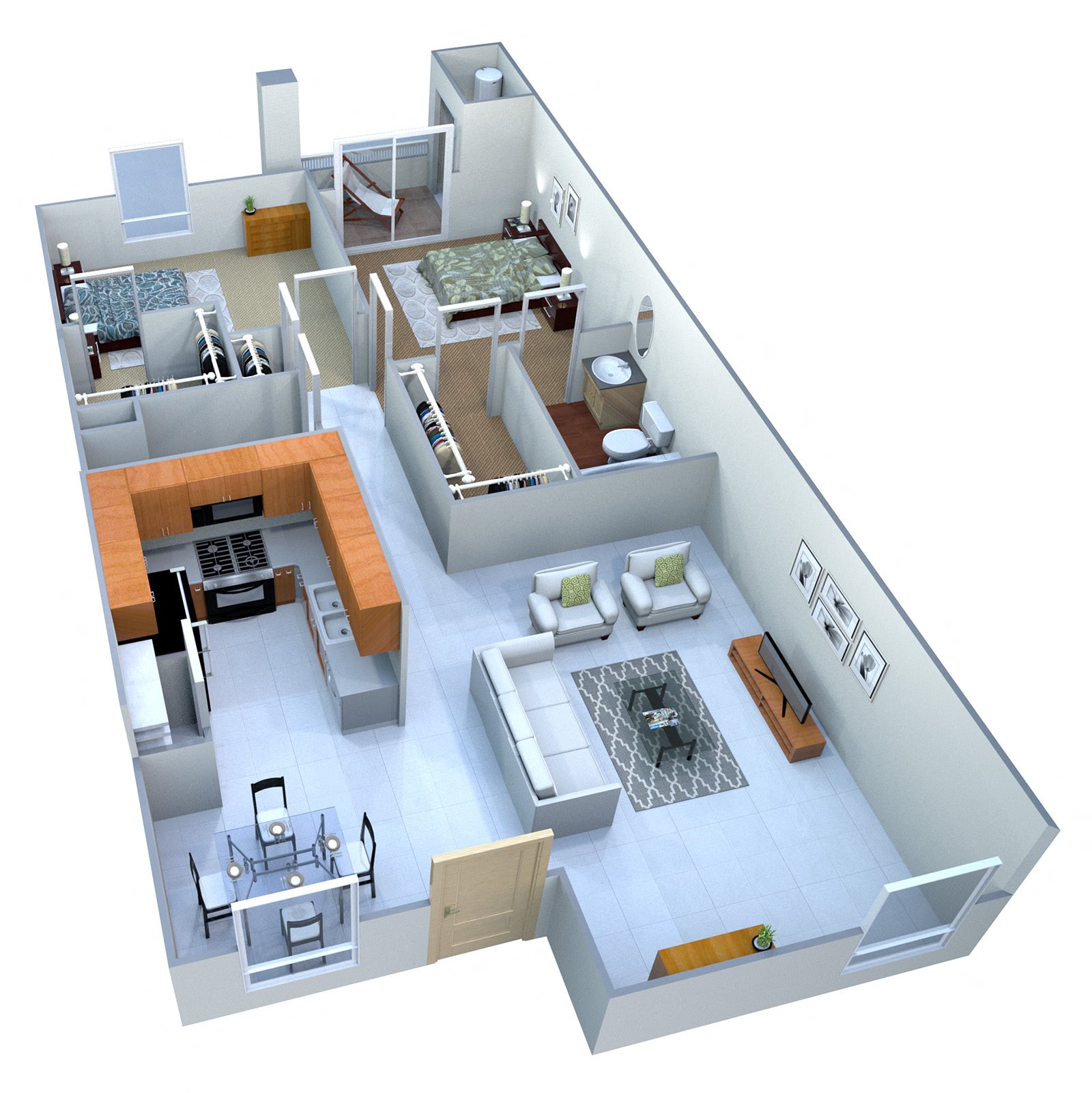 2A Two Bed Two Bath Floor Plan 2