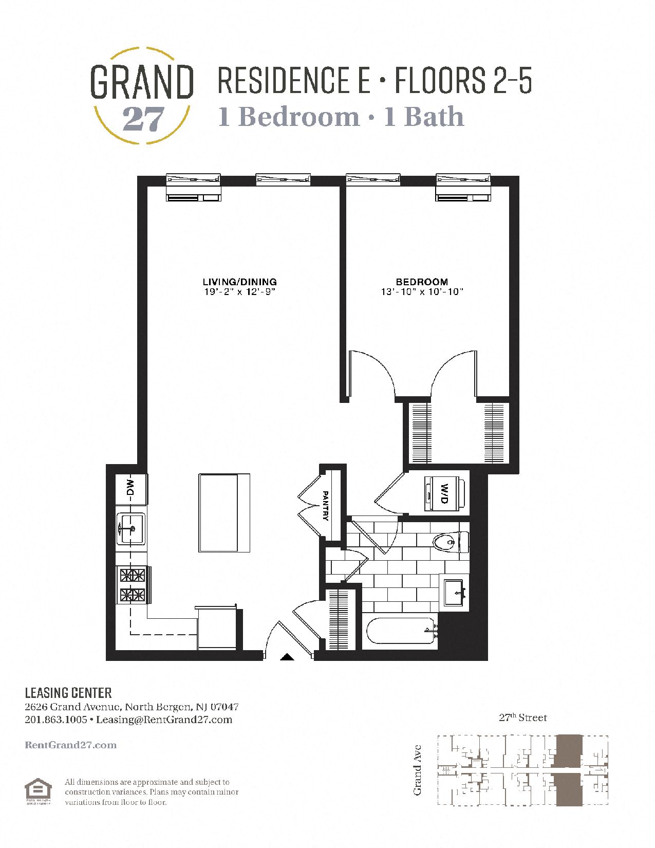 1 Bedroom 1 Bathroom E
