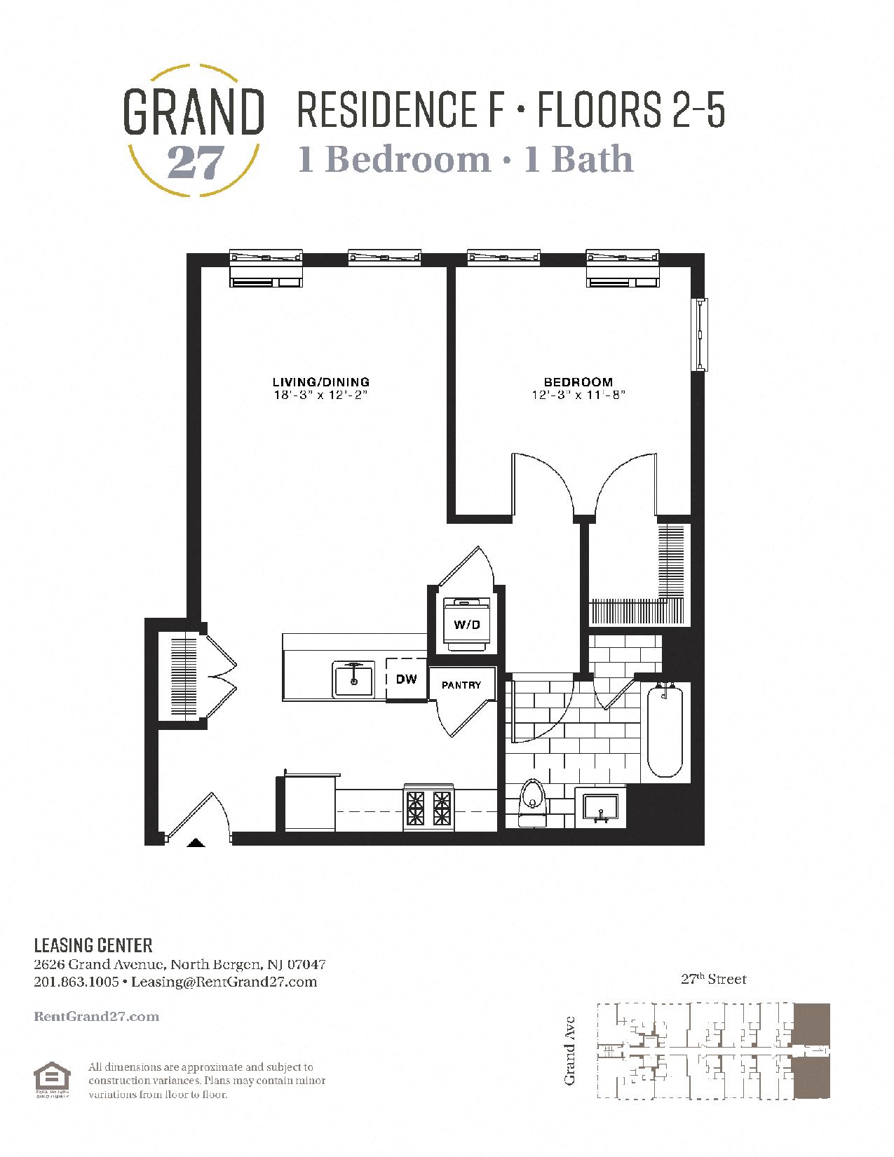1 Bedroom 1 Bathroom F