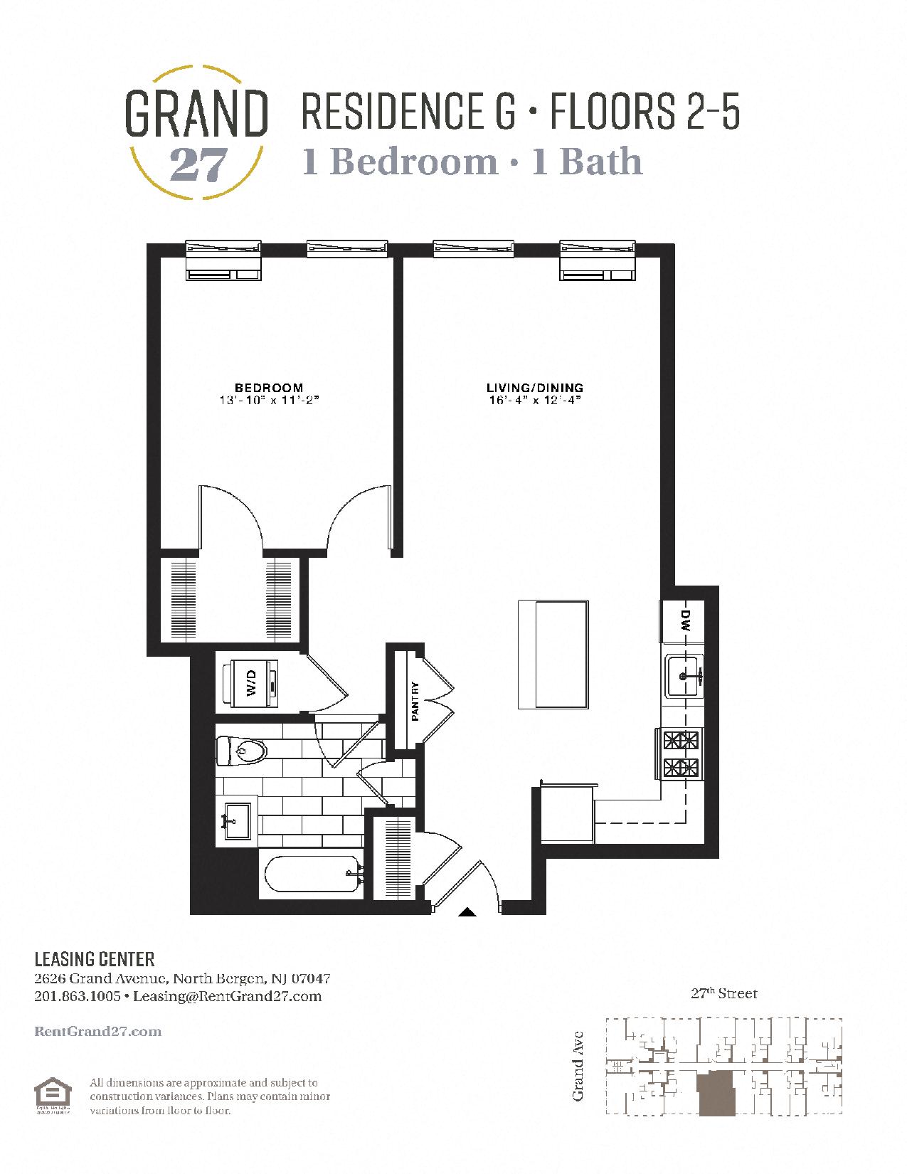 1 Bedroom 1 Bathroom G