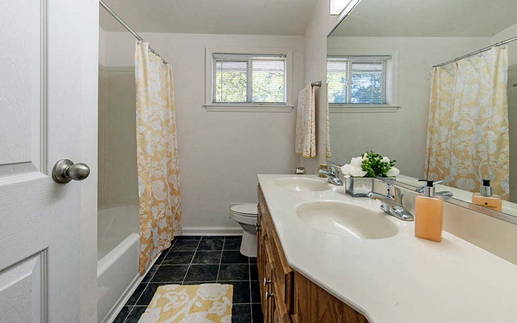 a bathroom with a sink and a toilet and a shower