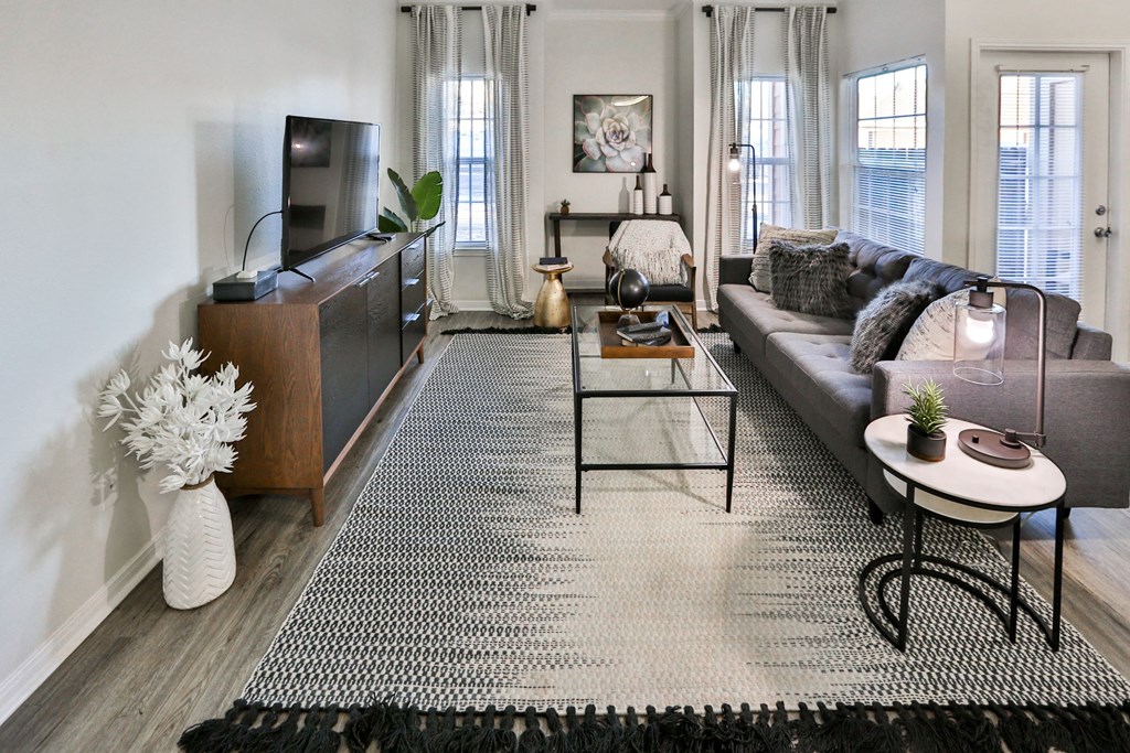 Living Room With TV at The Vineyards of Colorado Springs, Colorado, 80920