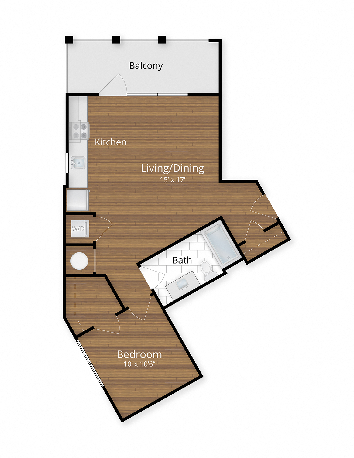 1600 Pennsylvania Ave Apartments Washington DC One Bedroom Floor Plan