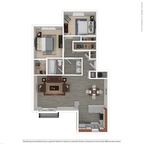 2 Bedroom, 1 Bathroom Floor Plan