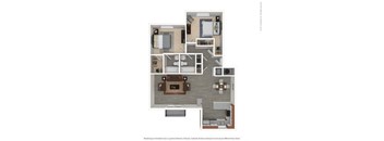 2 Bedroom, 2 Bathroom Floor Plan