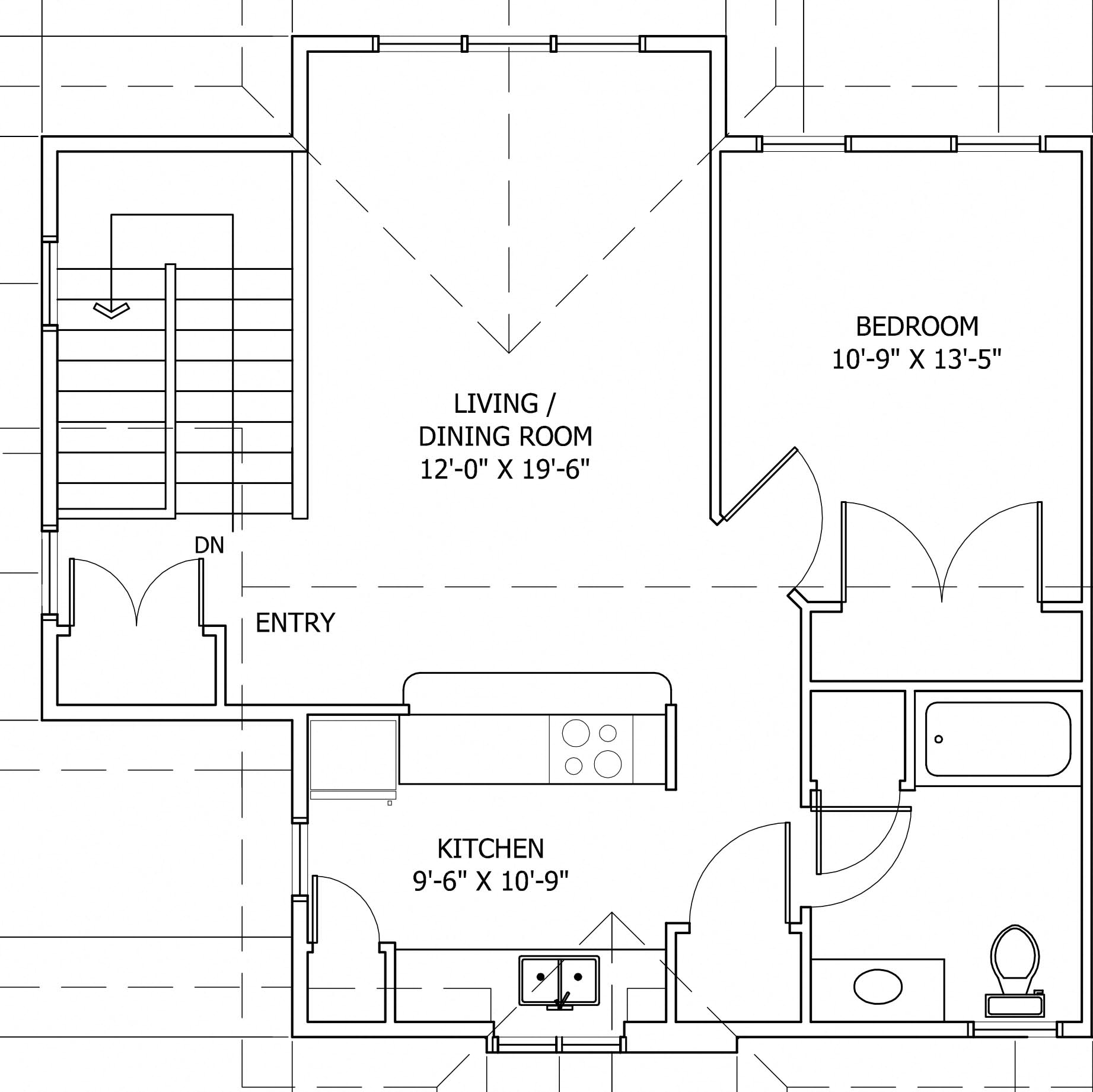 floor plan 1 bedroom 1 bath, second floor