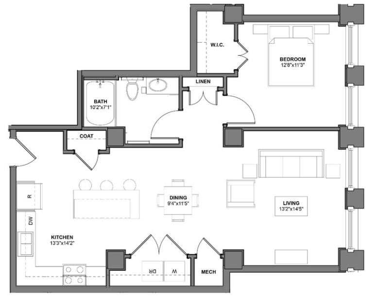 Floor Plan I_KK6 at Arcade Artist Apartments, St Louis, Missouri