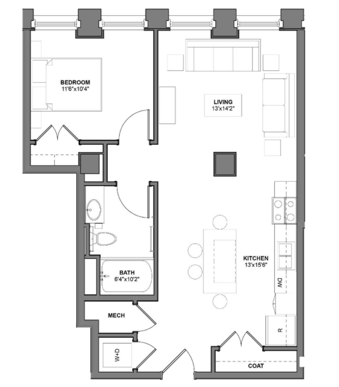 Floor Plan I_L6 at Arcade Artist Apartments, St Louis