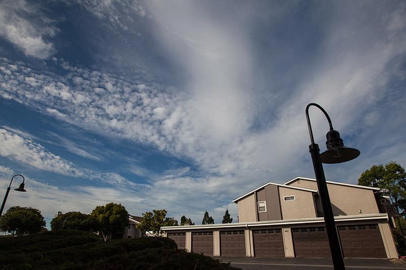 a building with a street light in front of it