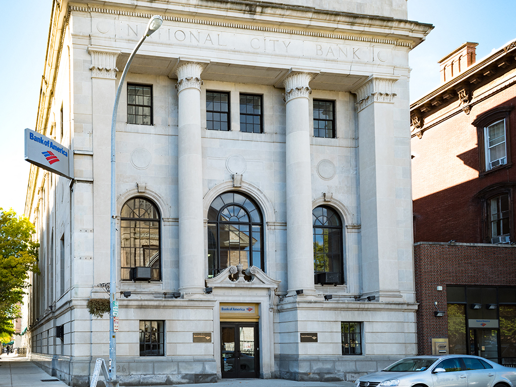 the front of the national city bank building