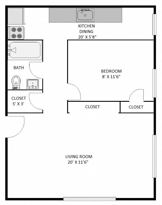 Basement One Bedroom B2