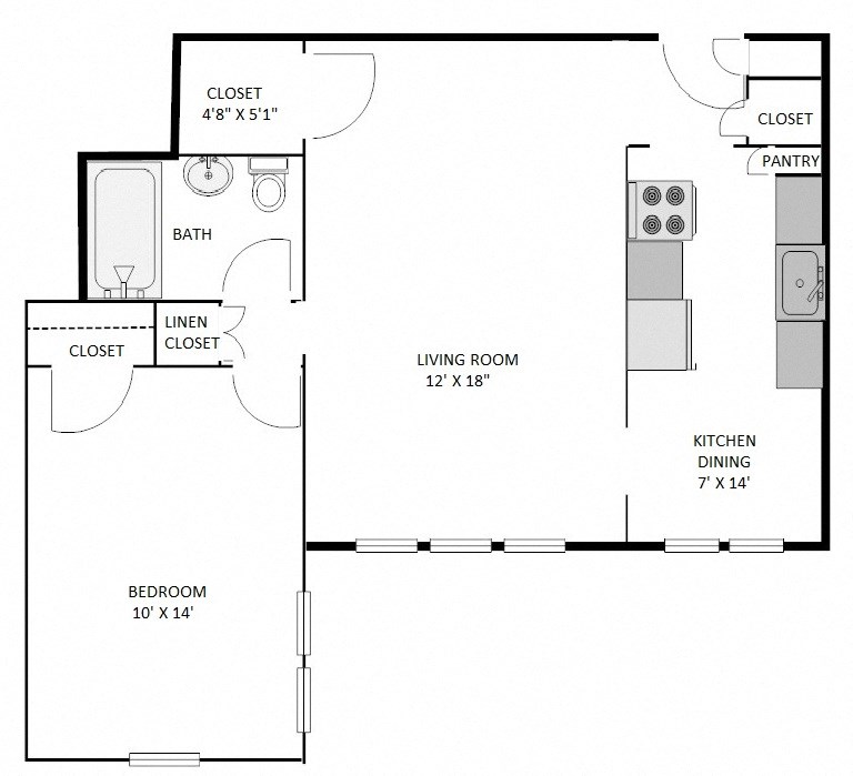 a floor plan of a house with a bedroom and a living room