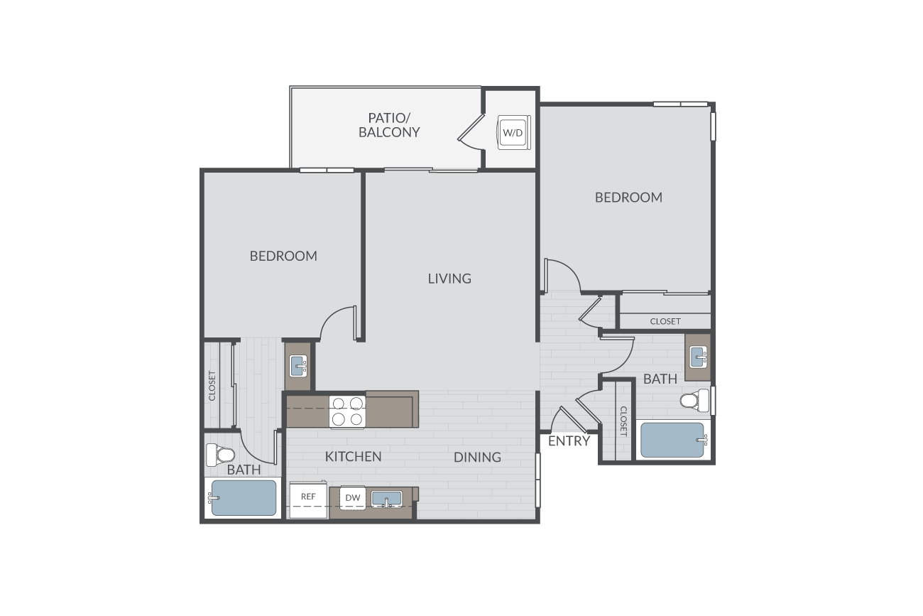 Bridgeport - Plan 2C - 2 Bed - 2 Bath - 800 sq ft