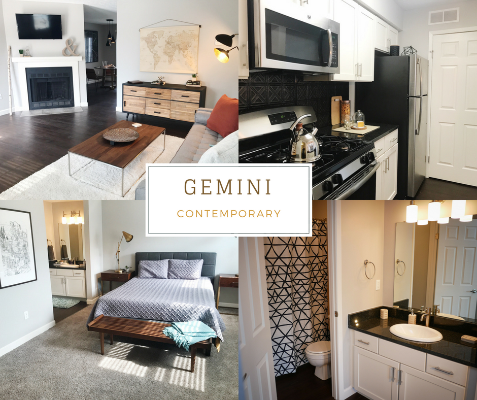 a gemini contemporary kitchen and living room with the gemini logo