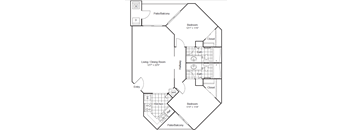 2 Bed 2 Bath Floor Plan at Scottsdale Horizon Apartments, Scottsdale, 85260