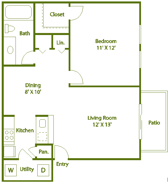 1 bed 1 bath D