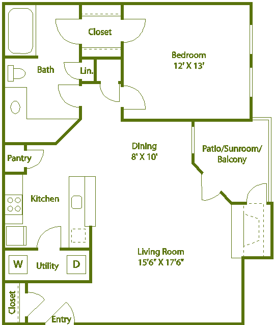 1 bed 1 bath E
