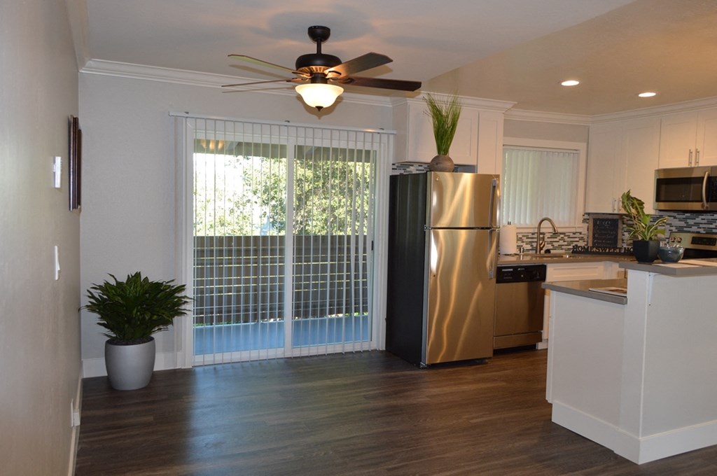 Living Room With Kitchen at Los Altos Court, Los Altos, California