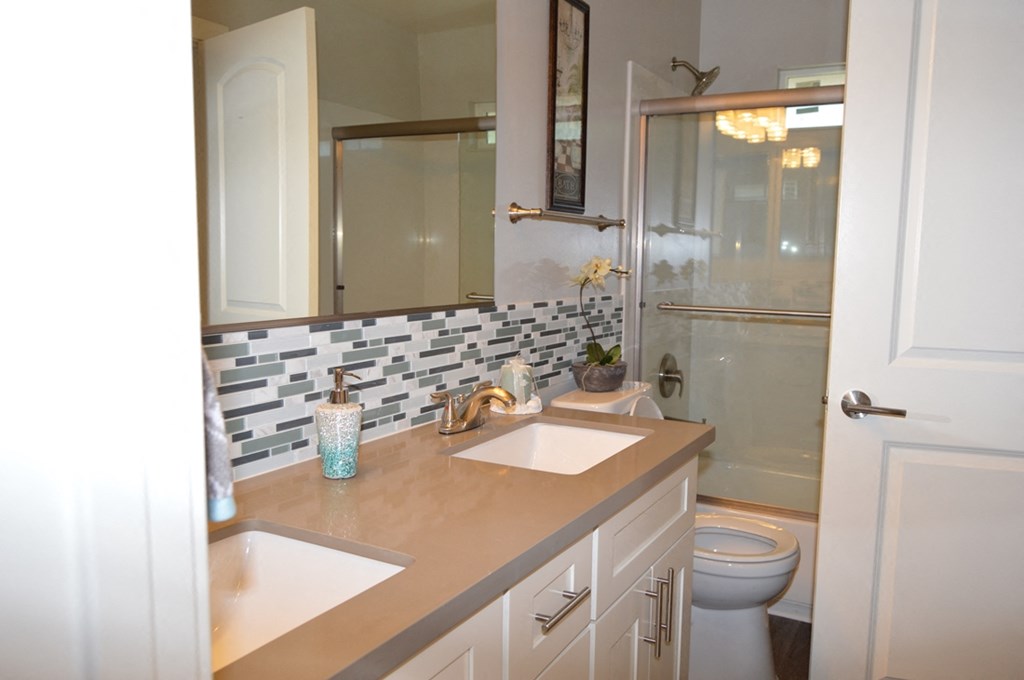 Renovated Bathrooms With Quartz Counters at Los Altos Court, Los Altos, CA, 94022