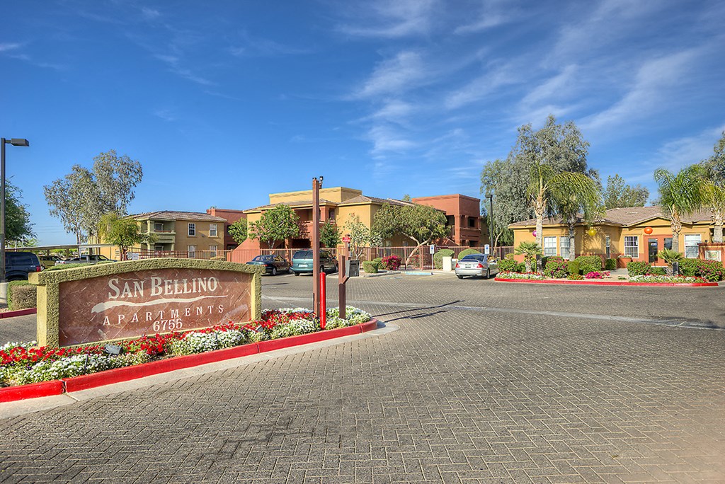 the sign at the entrance apartments