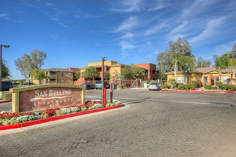 the sign at the entrance apartments