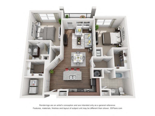 Two Bedroom Two Bath (B3) Floor Plan 5