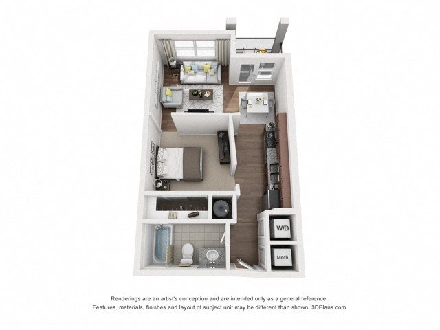 Studio One Bath Floor Plan 1