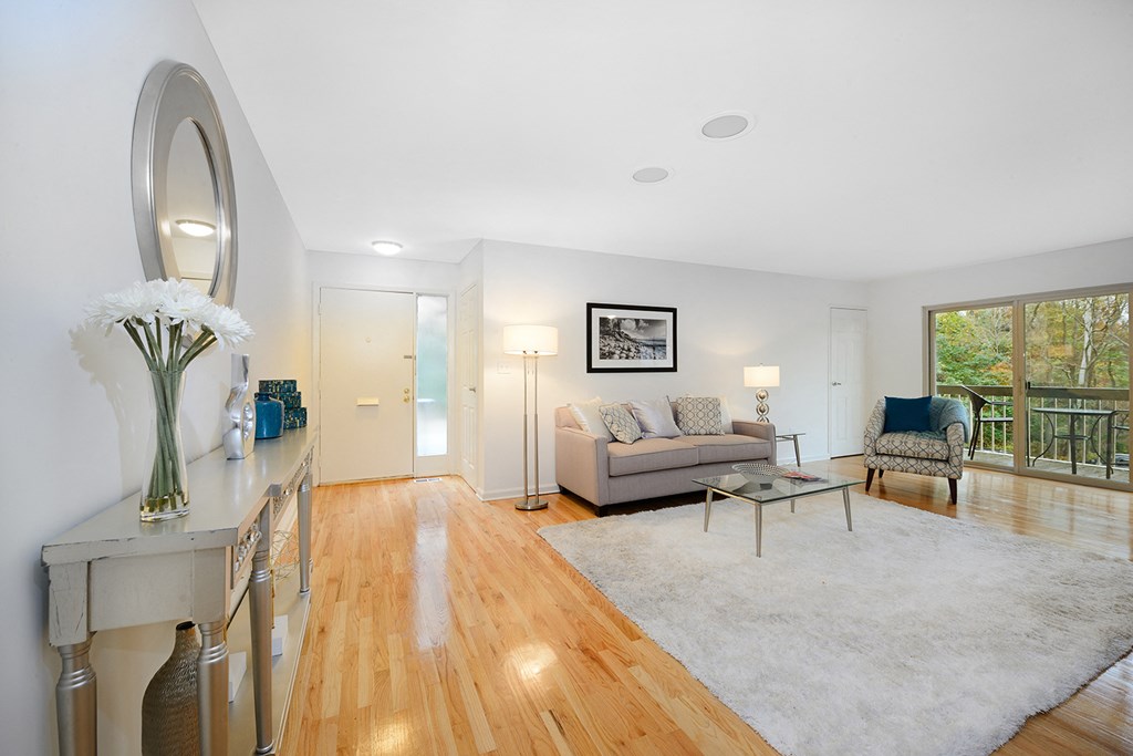 a living room with a couch and a table