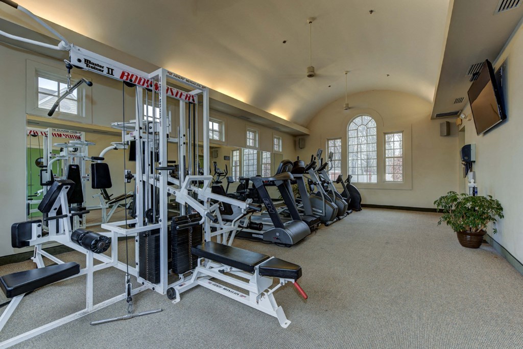 the gym at the at the boulevard apartments in
