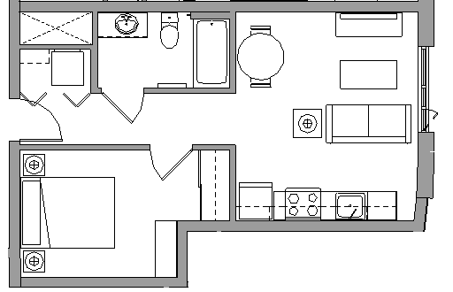 1X1E -  1 BEDROOM - 1 BATH