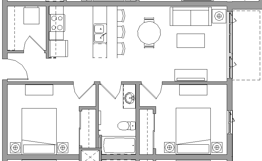 2X1E - 2 BEDROOM - 1 BATH