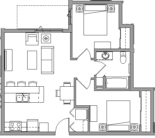 2X1G - 2 BEDROOM - 1 BATH