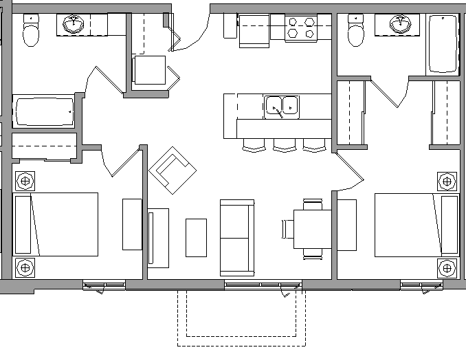 2X2D - 2 BEDROOM - 2 BATH