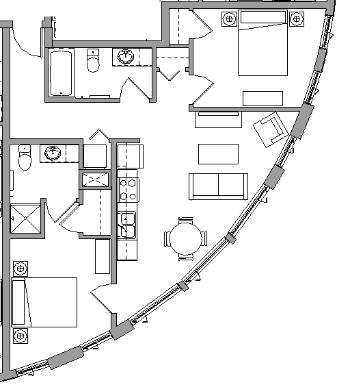 2X2F - 2 BEDROOM - 2 BATH