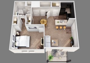 1 Bedroom, 1 Bathroom (A)