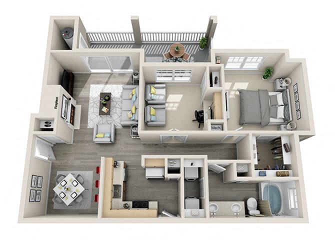 The Ashborough_Ashburn VA_Floor Plan_A51_One Bedroom One Bathroom_With Office The Ashborough_Ashburn VA_Floor Plan_A51_One Bedroom One Bathroom_With Office