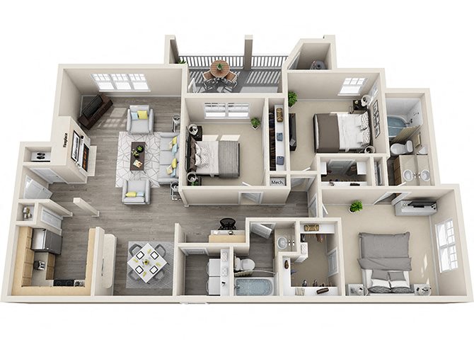 The Ashborough_Ashburn VA_Floor Plan_Traditional 1,307 sqft_Three Bedroom Two Bathroom The Ashborough_Ashburn VA_Floor Plan_Traditional 1,307 sqft_Three Bedroom Two Bathroom