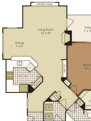 Bell Flatirons one bedroom floor plan