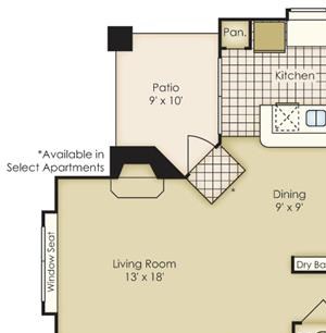 Bell Flatirons one bedroom floor plan