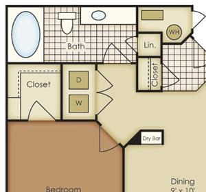 Bell Flatirons one bedroom floor plan