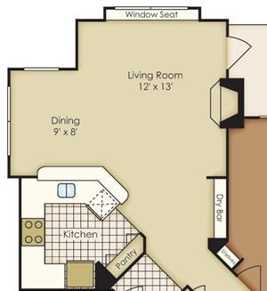 Bell Flatirons one bedroom floor plan