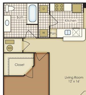 Bell Flatirons one bedroom floor plan