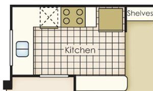 Bell Flatirons studio bedroom floor plan
