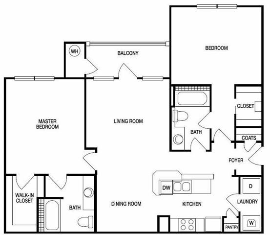 The London Two Bed Two Bath Floor Plan The London Two Bed Two Bath Floor Plan at Hudson Ridge, Atlanta