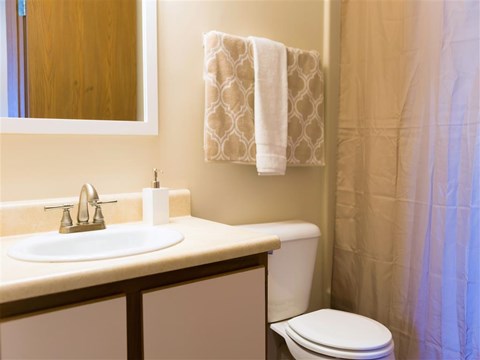 A white toilet sits next to a sink in a bathroom.