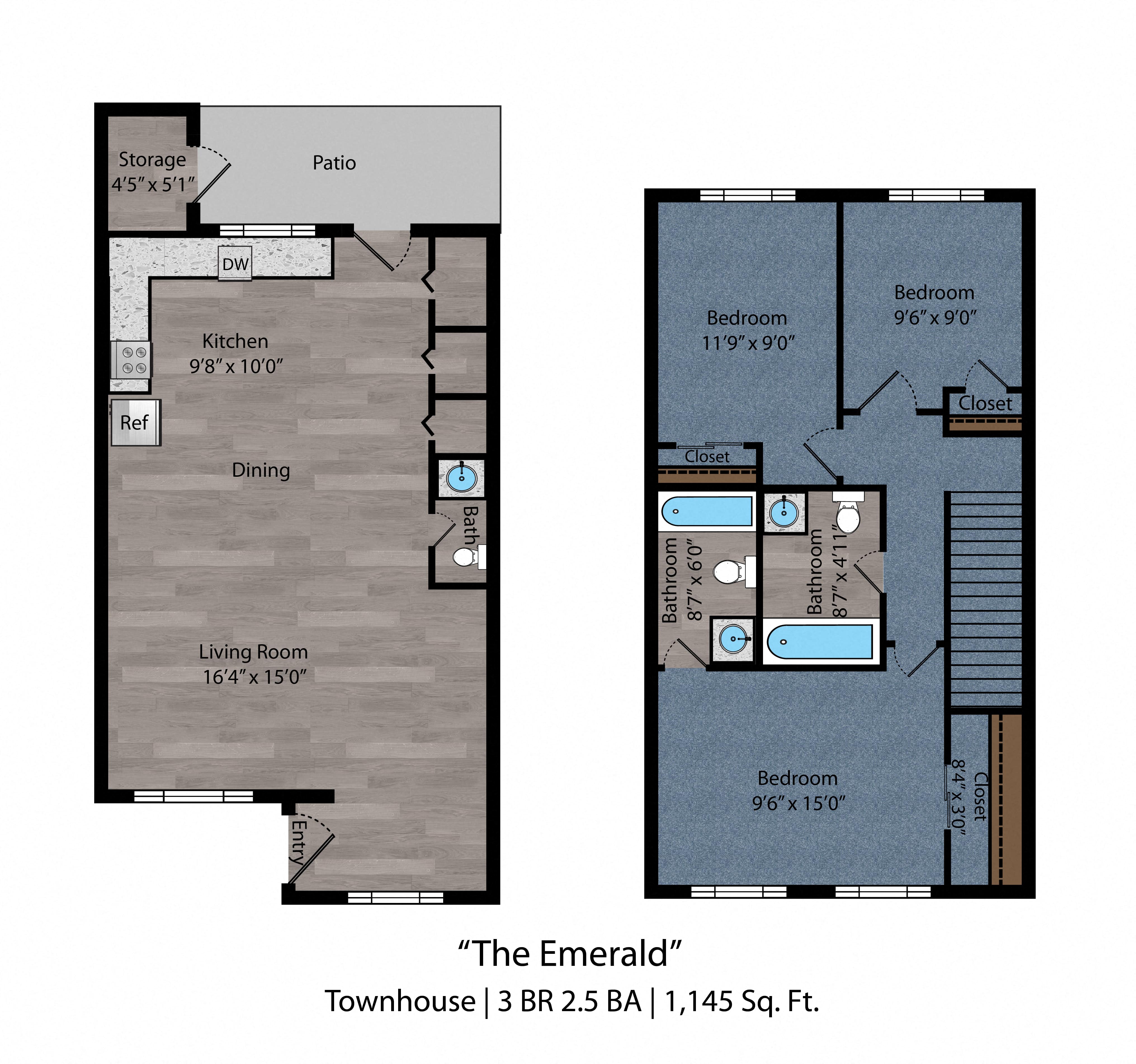 3 bed 2.5 bath A at Bayside Apartment Homes, Hilliard, Ohio